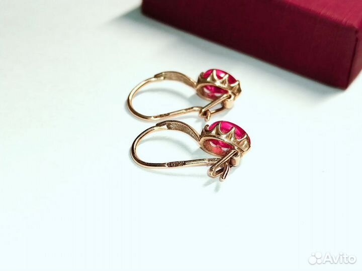 Золотые серьги с камнями СССР\583\ т5378