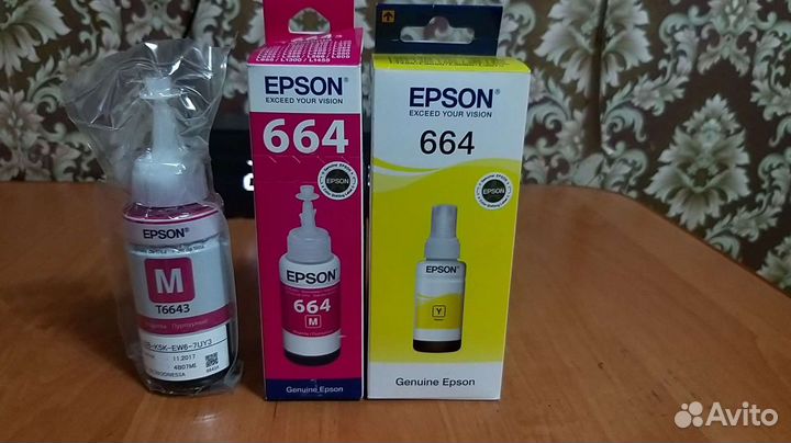 Чернила Epson 664,T6643.Оригинальные