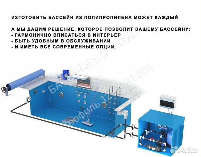 Чаша для бассейна 3х1,5 полипропиленовая