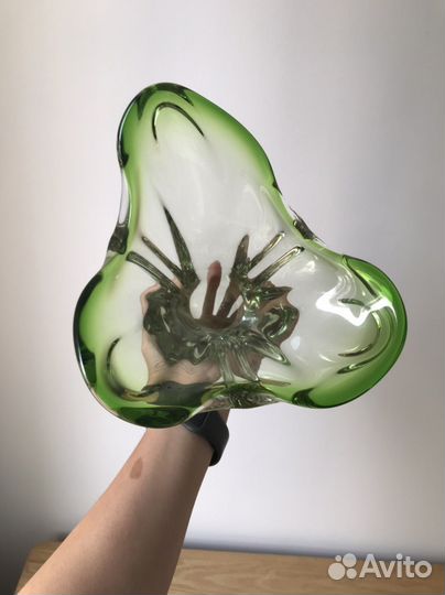 Ваза для фруктов цветное стекло СССР