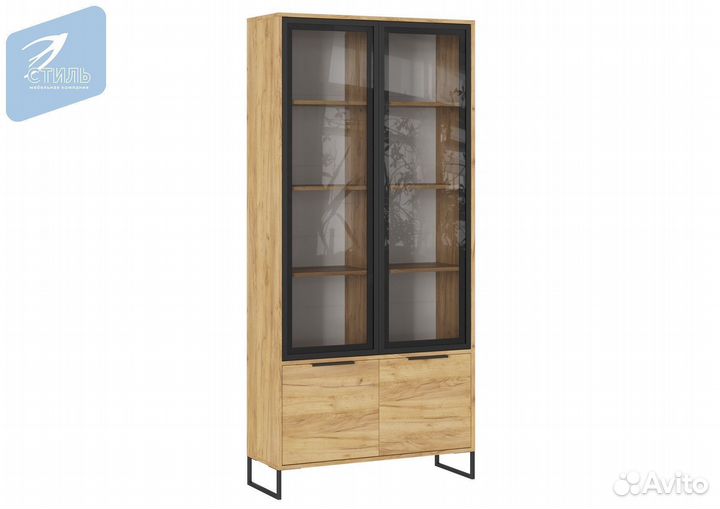 Лофт шкаф-витрина шк-002 Дуб Крафт Золотой