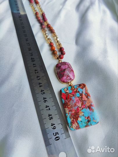 Сотуар бусы чокер из натуральной яшмы