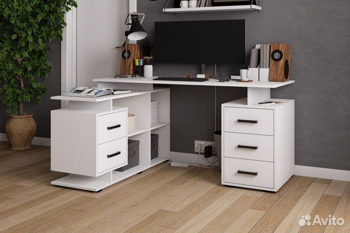 Угловой компьютерный стол скму-3 белый