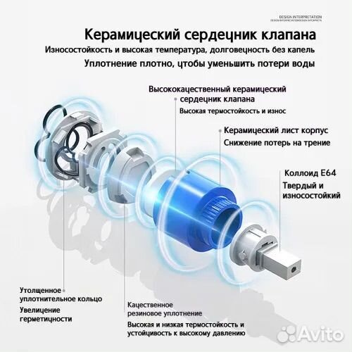 Кран для раковины белый с золотом