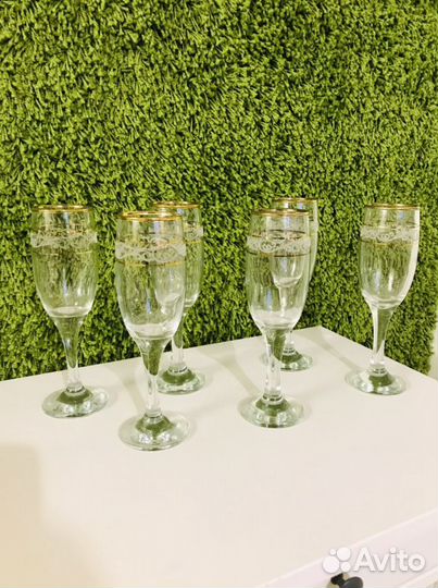Стеклянные фужеры с напылением СССР