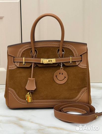 Сумка Hermes birkin замша кожа коричневая