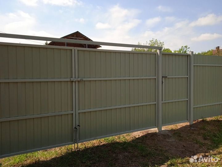 Забор 20 м с воротами 4 м, калиткой - под ключ