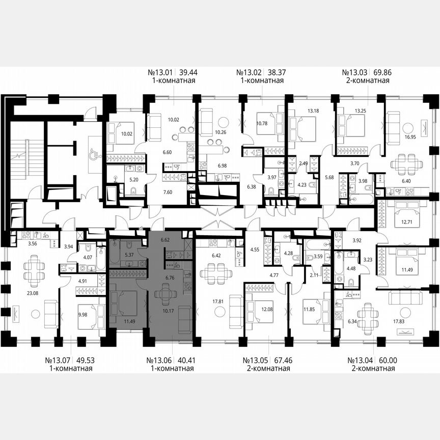 1-к. квартира, 40,4 м², 13/21 эт.