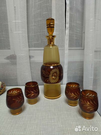 Графин, штоф богемия с рюмками