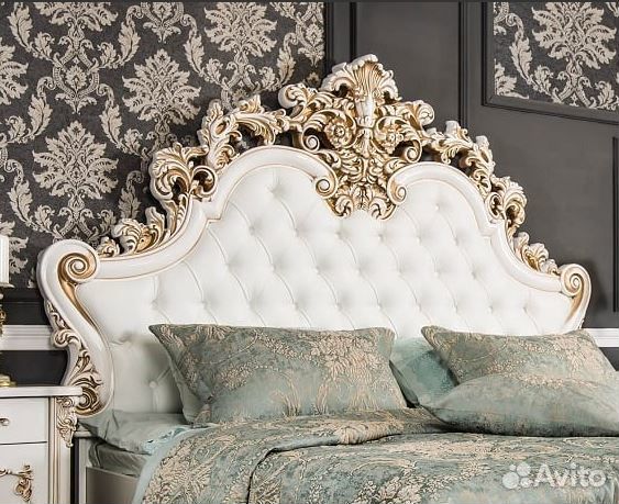 Кровать двуспальная Флоренция белая с золотом Эра