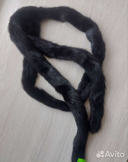 Норковый пояс черный новый 140 см