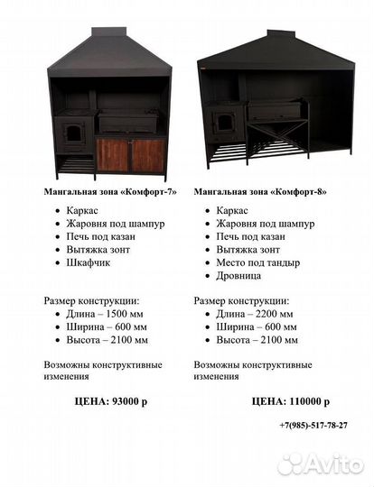 Мангальная зона для беседки Комфорт-2