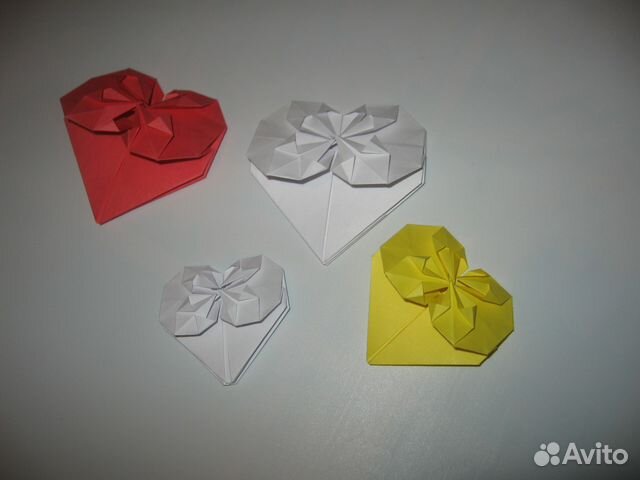 Сердечки-оригами на подарок, открытку, на свадьбу