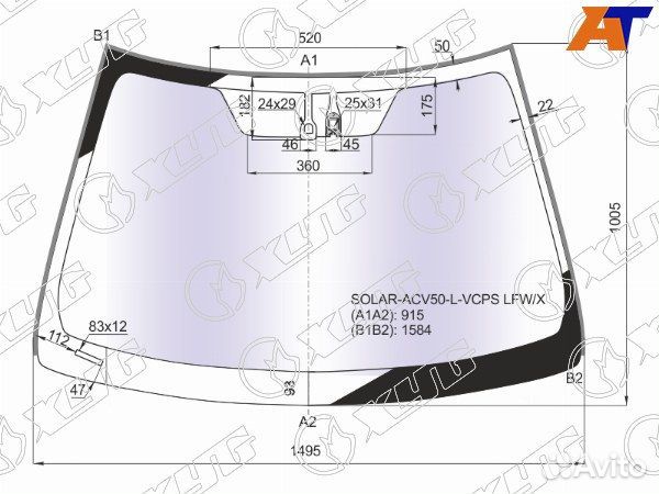 Стекло лобовое атермальное toyota camry europe/rus