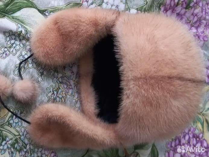 Шапка ушанка норковая женская размер 56-57