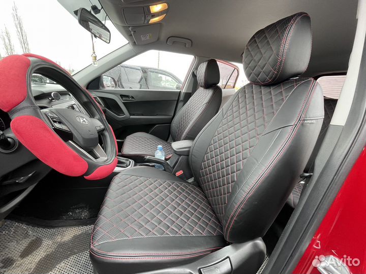 Чехлы для Хундай Грета в Красную Строчку Ромб