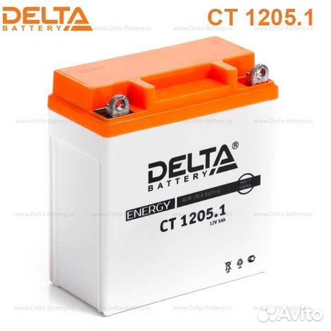 Аккумулятор 12v 5Ач на Мопед Скутер Delta CT1205.1