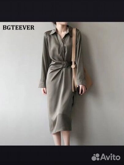 Новое атласное платье S