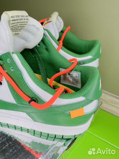Кроссовки nike sb dunk low pine green off white