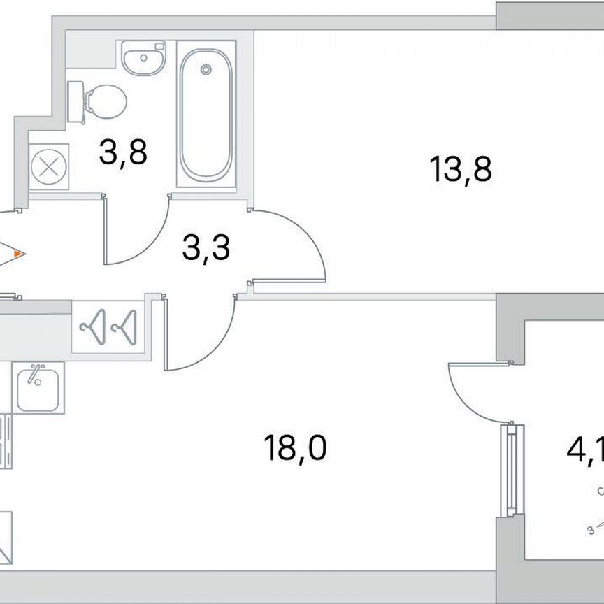 1-к. квартира, 38,9 м², 5/6 эт.