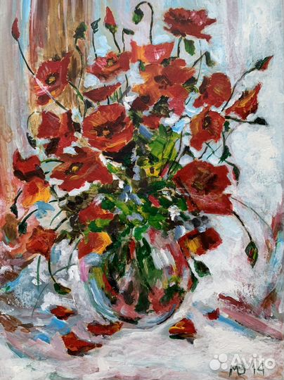 Картина акрилом на картоне