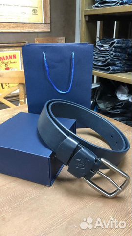 Ремень кожаный синий новый кожа буйвола