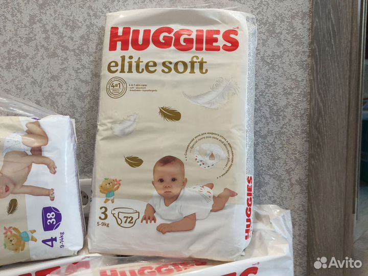 Huggies elite soft 1, 2, 3, 4 размер подгузники