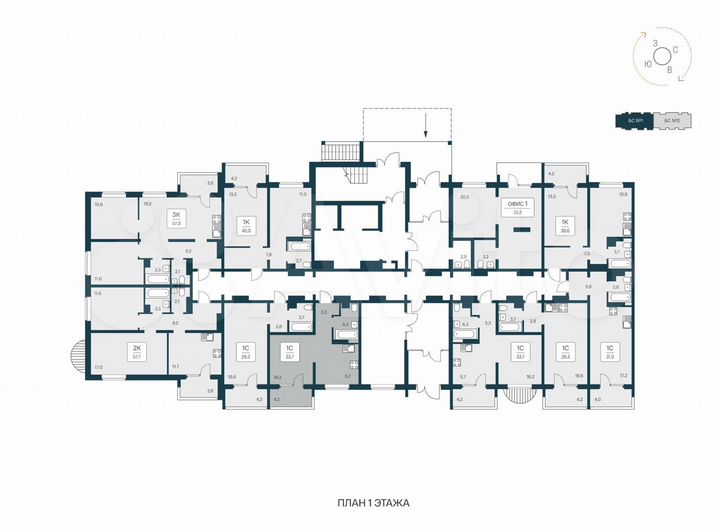 Квартира-студия, 33,7 м², 1/17 эт.