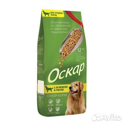 Оскар Для собак Средних пород с мясом Ягненка и ри