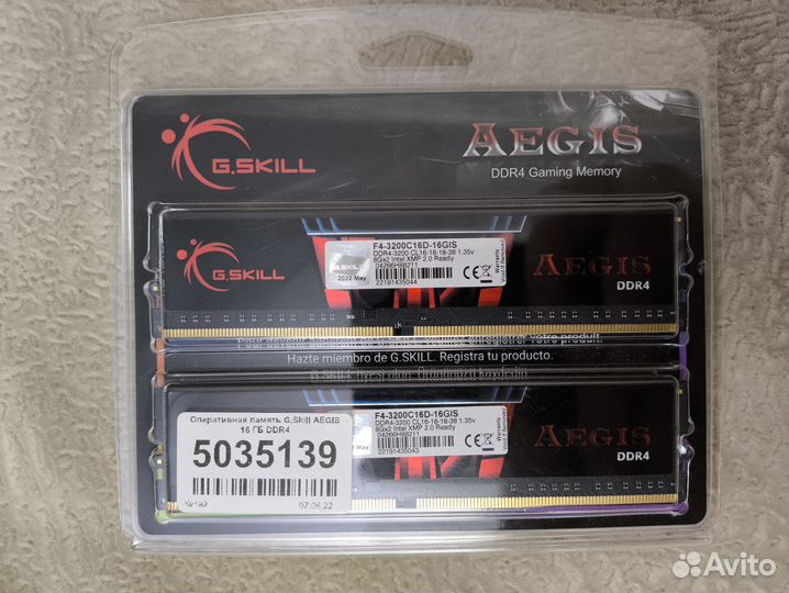 Память DDR4 G.Skill aegis 16Gb(8x2) 3200mнz чек дн