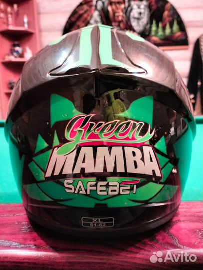 Мотошлем детский Safebet Green HF-909 XL