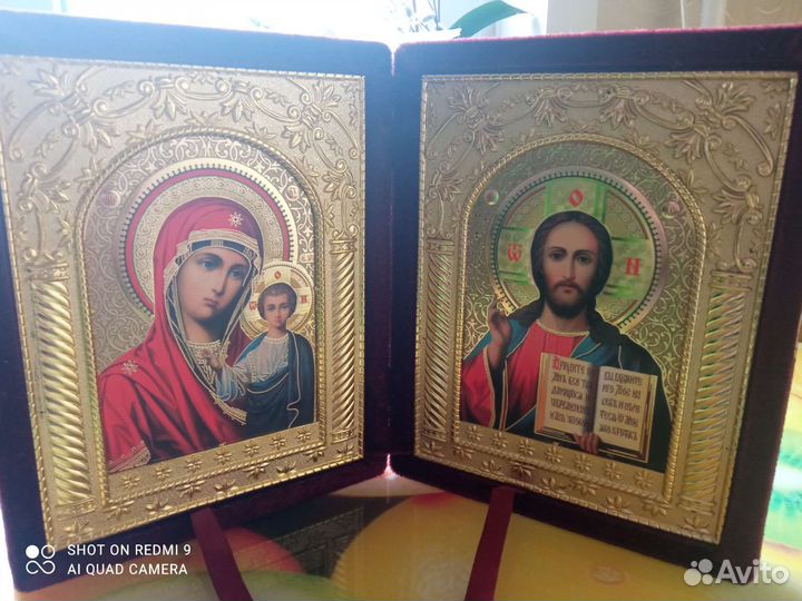 Икона складень Иисус Христос и Божья Матерь