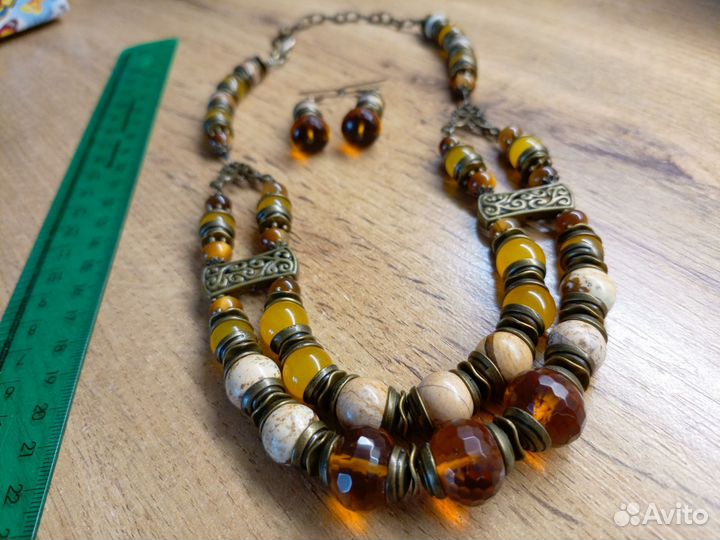 Комплект серебро, бижутерия авторской работы