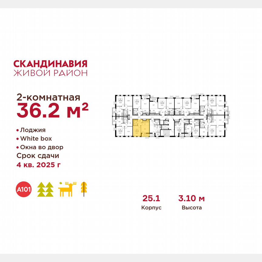 2-к. квартира, 36,2 м², 14/14 эт.