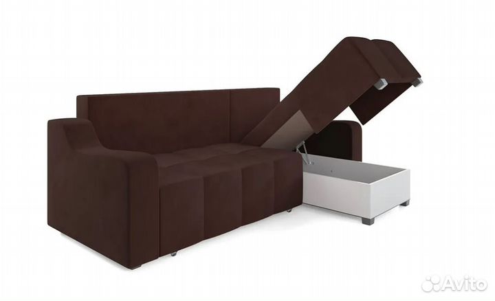 Диван угловой еврокнижка Берн велюр коричневый