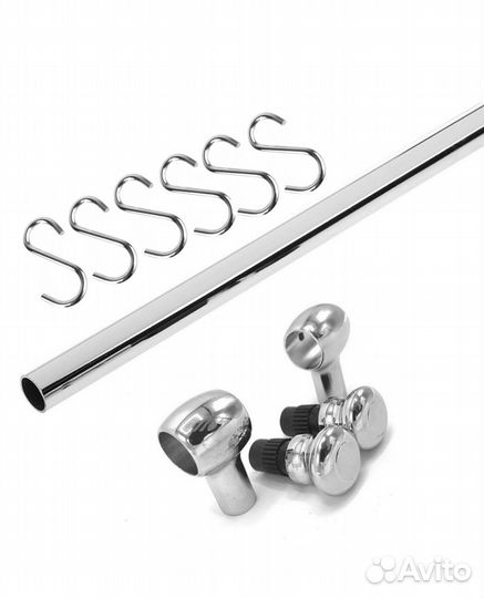 Рейлинг 90 см. Хром. 6 крючков + крепление