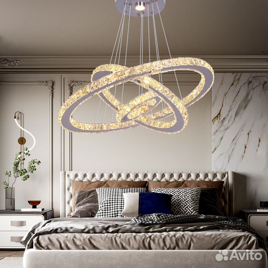 Люстра светодиодная круглая 3 кольца с пультом