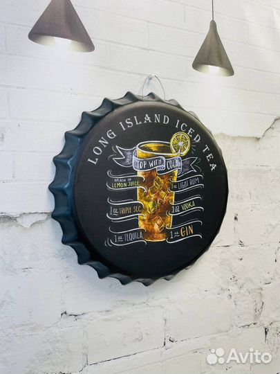 Декор на стену пивная пробка коктейль Long Island