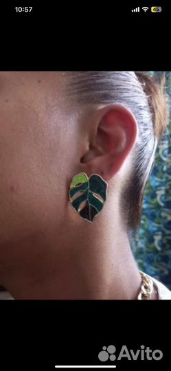 Серьги кристаллы и серьги листики