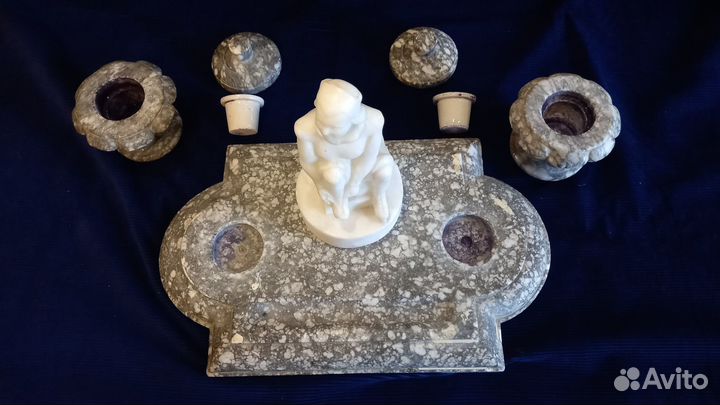 Прибор Письменный Девушка Фигуристка Мрамор СССР