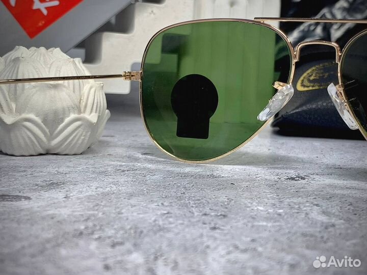 Очки Ray Ban Aviator золотые