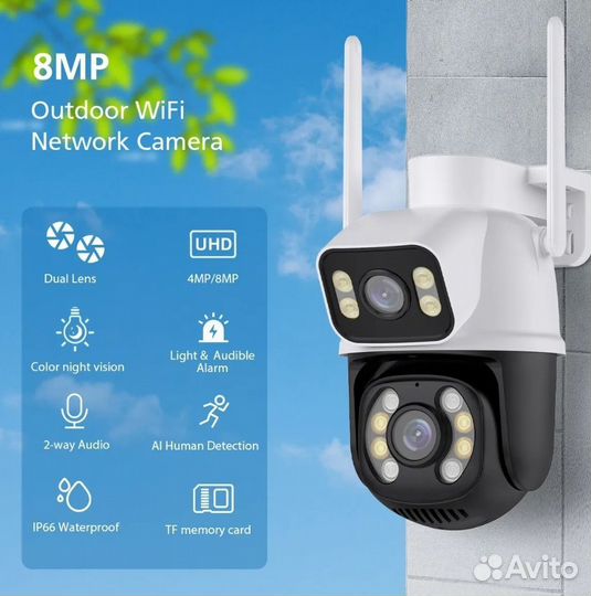 Камера видеонаблюдения wifi 8мп