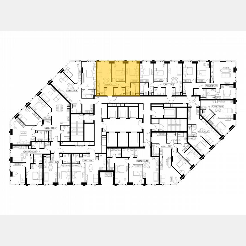 2-к. квартира, 60,8 м², 22/46 эт.