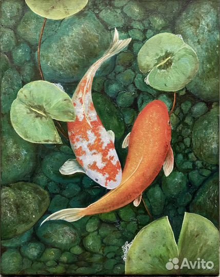 Картина маслом Карпы Кои