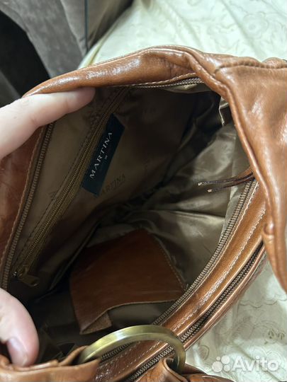 Сумка хобо коричневая рыжая натуральная кожа