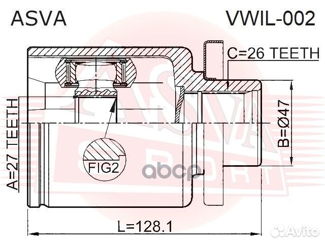 ШРУС внутренний левый 27х47х26 vwil-002 asva