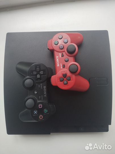 Sony PS3 slim 320 Гб прошитая 2 геймпада