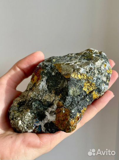 Радужный пирит/халькопирит, денежный камень