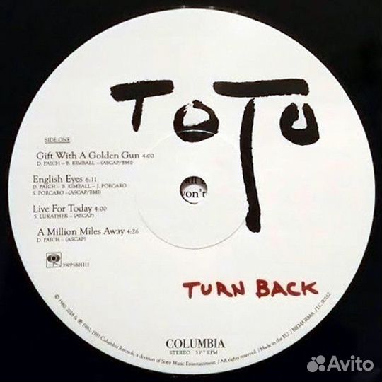 Виниловая пластинка Sony toto, turn back (Black Vi