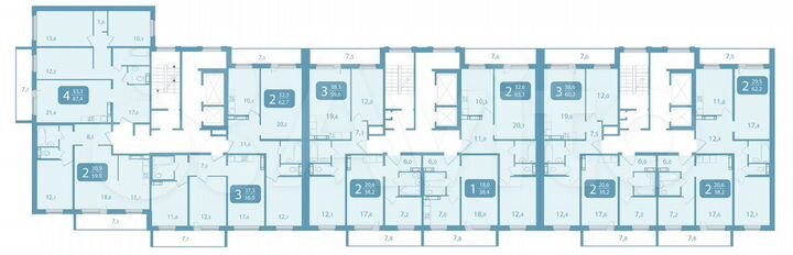 2-к. квартира, 62,2 м², 4/17 эт.